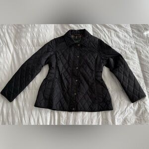 NWT LLBean Women's Black Quilted Riding Jacket-Med Pet
